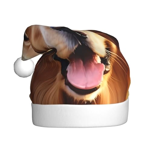 YYHWHJDE Schöne Golden Retriever Hund Weihnachtsmütze für Erwachsene - Festliche Party Dekoration, weiches und langlebiges Material von YYHWHJDE