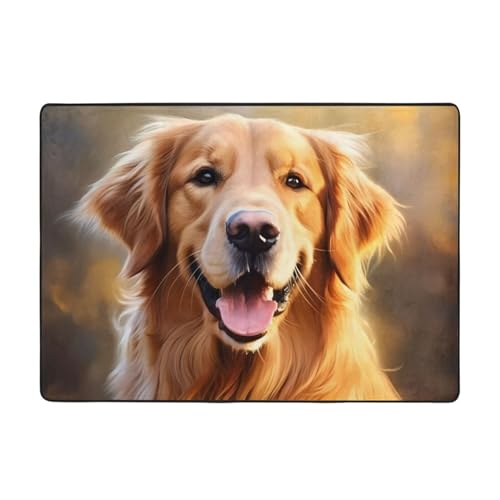 YYHWHJDE Schöner Golden Retriever Hunde-Teppich, 203,2 x 147,3 cm, weich, feiner Samt, waschbar, verschleißfest, keine Fusseln von YYHWHJDE