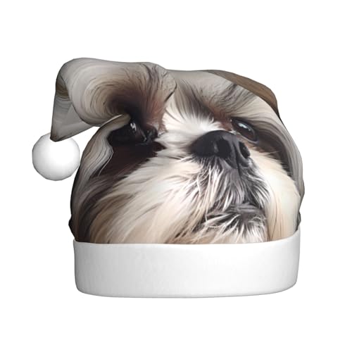 YYHWHJDE Shih Tzu Hund Weihnachtsmütze für Erwachsene - Festliche Party Dekoration Weiches und leichtes Material von YYHWHJDE