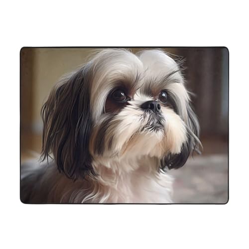 YYHWHJDE Shih Tzu Hunde-Teppich, 160 x 122 cm, weich, feiner Samt, waschbar, verschleißfest von YYHWHJDE