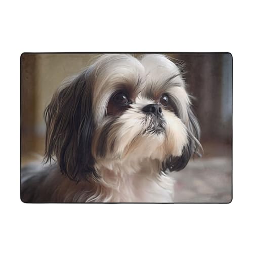 YYHWHJDE Shih Tzu Hundeteppich, 203,2 x 147,3 cm, weich, feiner Samt, waschbar, verschleißfest von YYHWHJDE