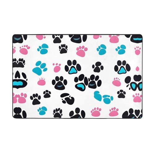 YYHWHJDE Teppich für Hunde, Pfotenabdrücke, 152,4 x 99,1 cm, weich, feiner Samt, waschbar, verschleißfest, keine Fusseln YYHWHJDE Teppich für Hunde, Pfotenabdrücke, 152,4 x 99,1 cm, weich, feiner Samt, waschbar, verschleißfest, keine Fusseln von YYHWHJDE