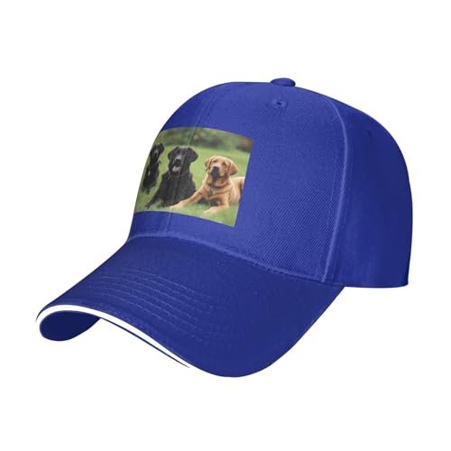 YYHWHJDE Unisex-Baseballkappe mit Labrador-Retriever-Hundemuster, schwarz: atmungsaktiv, leicht, Blau, Einheitsgröße von YYHWHJDE