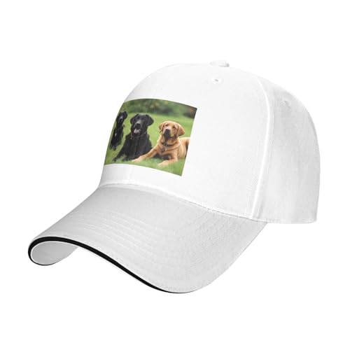 YYHWHJDE Unisex-Baseballkappe mit Labrador-Retriever-Hundemuster, schwarz: atmungsaktiv, leicht, Weiss/opulenter Garten, Einheitsgröße von YYHWHJDE