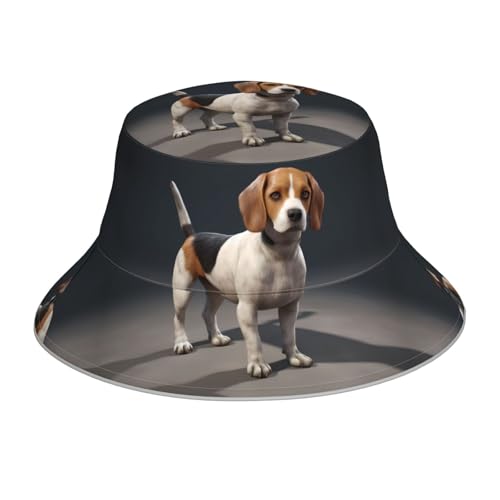 YYHWHJDE ovely Haustier-Hut mit Beagle-Muster, reflektierend, Unisex, für Damen und Herren, faltbar, wendbar, Sonnenschutz, Kopfbedeckung, Schwarz von YYHWHJDE