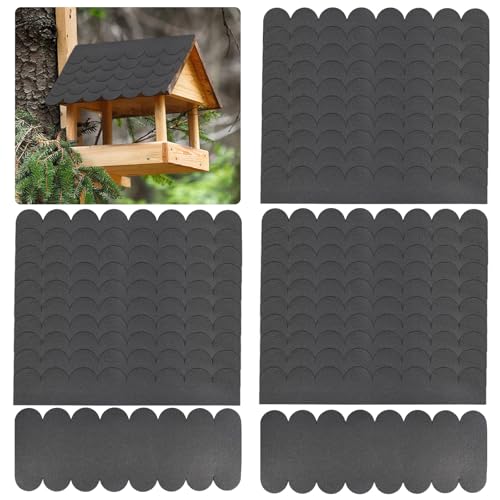 YYTECH Dachschindeln für Vogelhaus 32pcs Selbstklebende Dachpappe Schindeln Wasserdicht Mini Dachschindeln Dachziegel für Vogelhau Nistkasten Hasenstall Insektenhotel (Grau) von YYTECH