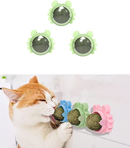 YYUNANG 3 Stück Krabbenform Katzenminze Ball Spielzeug für Katze,Katzenminze bälle, drehbare katzenminze Ball,Interaktives Necken Katzenspielzeug für die Zahnreinigung von Innenkatzen (Grün) von YYUNANG