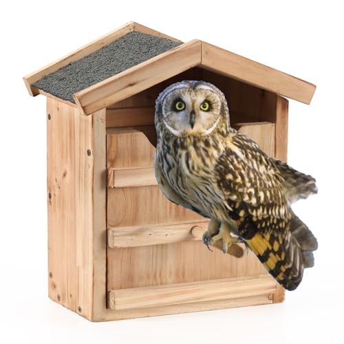 Eulenhaus Vorgefertigte Box für draußen kreischende Eulen & Turmfalken – große handgefertigte rechteckige Öffnung aus Holz mit Ständer, Befestigungsschrauben, einfache Montage Eulenhaus Vorgefertigte Box für draußen kreischende Eulen & Turmfalken – große handgefertigte rechteckige Öffnung aus Holz mit Ständer, Befestigungsschrauben, einfache Montage von YYYUAN