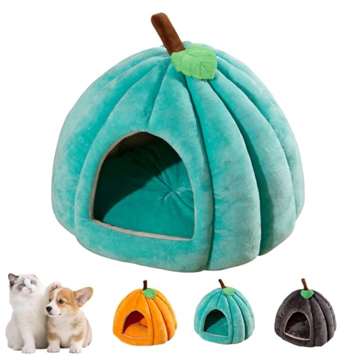 Halloween-Kürbis-Katzenbett, gemütliches Katzenhöhlenzelt mit abnehmbarem Kissen, niedliches Kürbis-Form-Haustierhaus für Katzen, Kätzchen und kleine Hunde, Schlafnest für den Innenbereich (Blau, L) Halloween-Kürbis-Katzenbett, gemütliches Katzenhöhlenzelt mit abnehmbarem Kissen, niedliches Kürbis-Form-Haustierhaus für Katzen, Kätzchen und kleine Hunde, Schlafnest für den Innenbereich (Blau, L) von YZBBSH