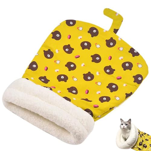 Katzenschlafsack, gemütliches Haustiernest für Katzen und Hunde, weiches Plüsch-Katzen-Hundebett für den Innenbereich, warmes, selbstwärmendes Katzenhöhlennest für kleine Haustiere (Gelb, 45 x 55 cm) Katzenschlafsack, gemütliches Haustiernest für Katzen und Hunde, weiches Plüsch-Katzen-Hundebett für den Innenbereich, warmes, selbstwärmendes Katzenhöhlennest für kleine Haustiere (Gelb, 45 x 55 cm) von YZBBSH