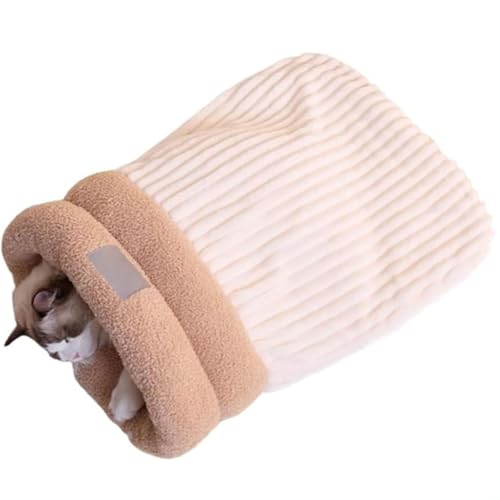 YZBBSH Katzenschlafsack, Katzenschlafsack, Haustierschlafsack, Katzenschlafsack für Hauskatzen, 360°-Wickelung, bequemer Haustier-Kuschelsack (Weiß, M) von YZBBSH