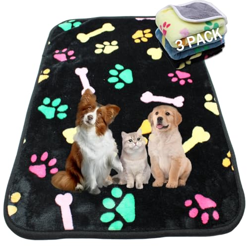 YZHDUXIU 1 Packung mit 3 wasserdichten Hundedecken für mittelgroße Hunde, waschbare Haustierdecken mit doppelseitigem, weichem, warmem Flanell-Fleece, Hunde- und Katzen-Pads für Hundebett und Couch (L von YZHDUXIU