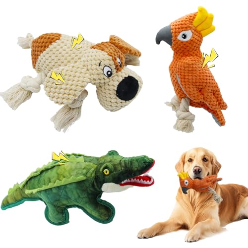 YZHDUXIU Quietschendes Hundespielzeug, 3 Stück, quietschendes Stofftier für Hunde, Kauspielzeug für Welpen, interaktives Welpenspielzeug mit Quietschelementen, Plüschtier für Welpen YZHDUXIU Quietschendes Hundespielzeug, 3 Stück, quietschendes Stofftier für Hunde, Kauspielzeug für Welpen, interaktives Welpenspielzeug mit Quietschelementen, Plüschtier für Welpen von YZHDUXIU
