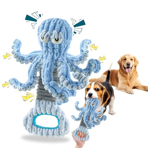 YZHDUXIU Quietschendes Hundespielzeug für große Hunde, Octopus Hundespielzeug für aggressive Kauer, interaktives Tauziehen Hundespielzeug, um sie zu beschäftigen, Knister-Hundespielzeug von YZHDUXIU