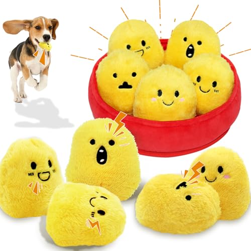 YZHDUXIU Quietschspielzeug für Hunde, 5 Stück, Huhn-Nugget-Spielzeug, interaktives Welpenspielzeug, Rinden-Spielzeug, um sie beschäftigt zu halten von YZHDUXIU