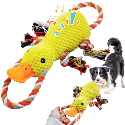 YZHDUXIU Tug of War Hundespielzeug, quietschendes Hundespielzeug für aggressive Kauer, interaktives Entenwelpenspielzeug mit Knisterpapier, um sie zu beschäftigen von YZHDUXIU