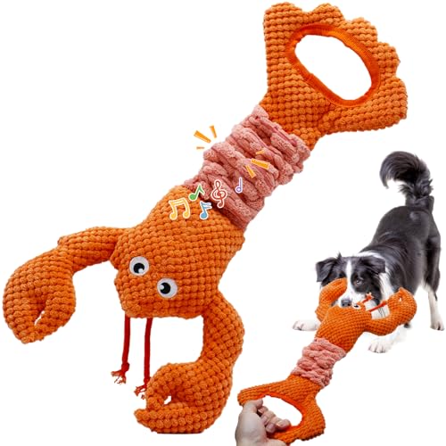 YZHDUXIU Tug of War Hundespielzeug, quietschendes Hundespielzeug für aggressive Kauer, interaktives Hummer-Welpenspielzeug mit Knisterpapier, um sie zu beschäftigen von YZHDUXIU
