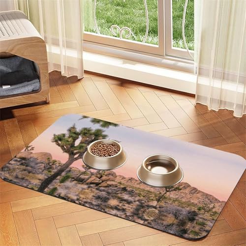Afrika Tree bedruckte Futternapf-Matten, rutschfeste und geschmacksneutrale Futtermatten für Hunde und Katzen von YZHYWJFF