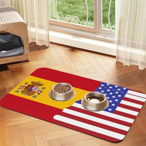 Amerikanische Spanien-Flagge, bedruckte Futternapf-Matten, rutschfeste und geschmacksneutrale Futtermatten für Hunde und Katzen Amerikanische Spanien-Flagge, bedruckte Futternapf-Matten, rutschfeste und geschmacksneutrale Futtermatten für Hunde und Katzen von YZHYWJFF