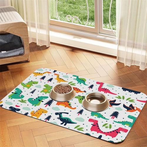 Bunte Dinosaurier-bedruckte Futternapf-Matten, rutschfeste und geschmacksneutrale Futtermatten für Hunde und Katzen Bunte Dinosaurier-bedruckte Futternapf-Matten, rutschfeste und geschmacksneutrale Futtermatten für Hunde und Katzen von YZHYWJFF
