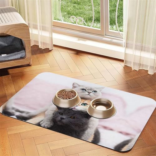 Drei Katzen bedruckte Futternapf-Matten, rutschfeste und geschmacksneutrale Futtermatten für Hunde und Katzen Drei Katzen bedruckte Futternapf-Matten, rutschfeste und geschmacksneutrale Futtermatten für Hunde und Katzen von YZHYWJFF
