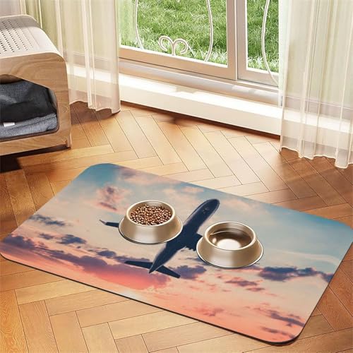 Futternapf-Matten für Hunde und Katzen, Motiv: Flugzeug, Sonnenuntergang, Himmel, rutschfeste und geschmacksneutrale Futternapf-Matten Futternapf-Matten für Hunde und Katzen, Motiv: Flugzeug, Sonnenuntergang, Himmel, rutschfeste und geschmacksneutrale Futternapf-Matten von YZHYWJFF