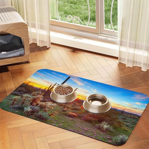 Futternapf-Matten mit Kaktuswüsten-Sonnenuntergang, rutschfeste und geschmacksneutrale Futtermatten für Hunde und Katzen Futternapf-Matten mit Kaktuswüsten-Sonnenuntergang, rutschfeste und geschmacksneutrale Futtermatten für Hunde und Katzen von YZHYWJFF