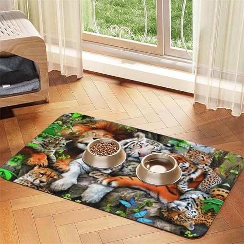 Futternapf-Matten mit Löwen-/Tiger-Leoparden- und Schmetterlingsdruck, rutschfeste und geschmacksneutrale Futtermatten für Hunde und Katzen Futternapf-Matten mit Löwen-/Tiger-Leoparden- und Schmetterlingsdruck, rutschfeste und geschmacksneutrale Futtermatten für Hunde und Katzen von YZHYWJFF