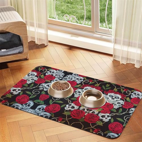 Futternapf-Matten mit Rosen-Schädelaugen, rutschfeste und geschmacksneutrale Futtermatten für Hunde und Katzen Futternapf-Matten mit Rosen-Schädelaugen, rutschfeste und geschmacksneutrale Futtermatten für Hunde und Katzen von YZHYWJFF