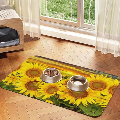 Futternapf-Matten mit Sonnenblumenmuster, rutschfeste und geschmacksneutrale Futtermatten für Hunde und Katzen von YZHYWJFF