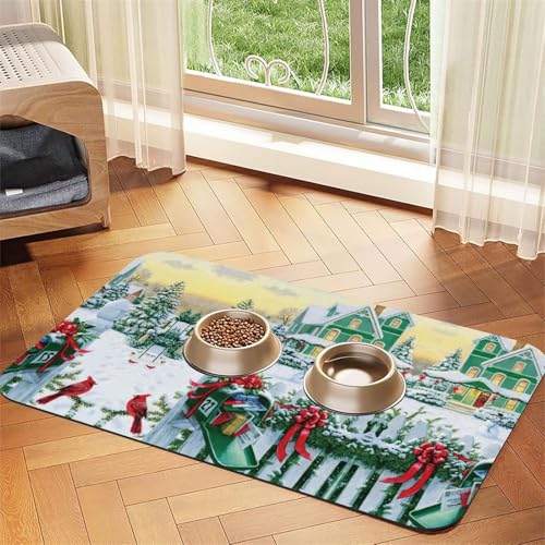 Futternapf-Matten mit Weihnachtsbaum und Schneemann, rutschfeste und geschmacksneutrale Futtermatten für Hunde und Katzen Futternapf-Matten mit Weihnachtsbaum und Schneemann, rutschfeste und geschmacksneutrale Futtermatten für Hunde und Katzen von YZHYWJFF