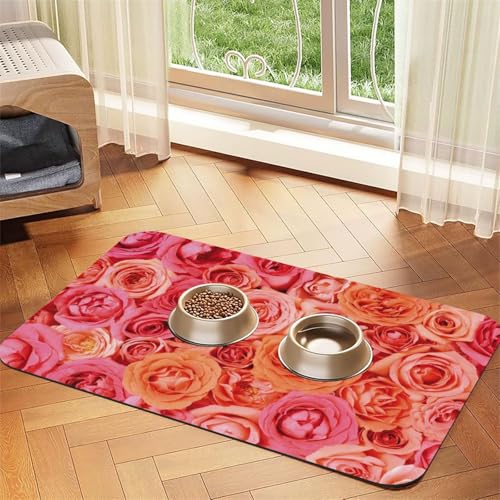 Futternapf-Matten mit orange-rosa Rose, rutschfeste und geschmacksneutrale Futtermatten für Hunde und Katzen Futternapf-Matten mit orange-rosa Rose, rutschfeste und geschmacksneutrale Futtermatten für Hunde und Katzen von YZHYWJFF
