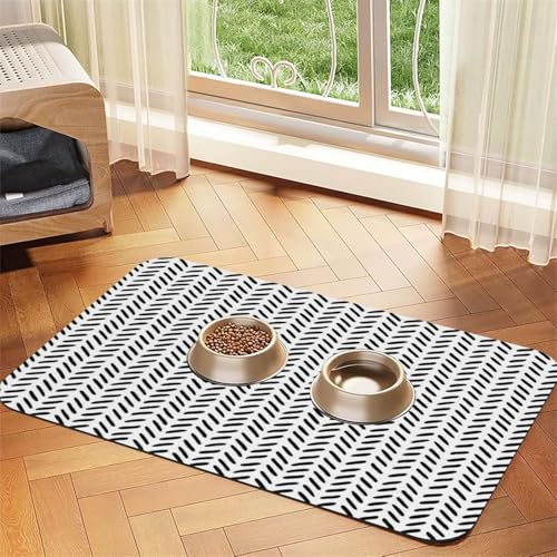 Futternapf-Matten mit schwarz-weißem Muster, rutschfeste und geschmacksneutrale Futtermatten für Hunde und Katzen Futternapf-Matten mit schwarz-weißem Muster, rutschfeste und geschmacksneutrale Futtermatten für Hunde und Katzen von YZHYWJFF
