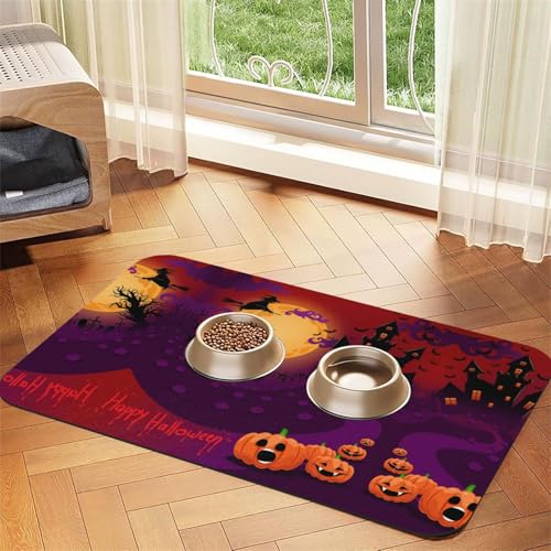Happy Halloween bedruckte Futternapf-Matten, rutschfeste und geschmacksneutrale Futtermatten für Hunde und Katzen Happy Halloween bedruckte Futternapf-Matten, rutschfeste und geschmacksneutrale Futtermatten für Hunde und Katzen von YZHYWJFF