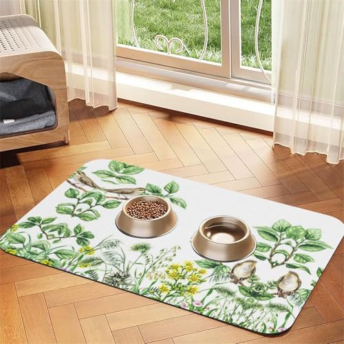 Herb Plant Leaves Printed Pet Bowl Mats, Non-Slip And Tasteless Dog And Cat Feeding Mats Herb Plant Leaves Printed Pet Bowl Mats, Non-Slip And Tasteless Dog And Cat Feeding Mats von YZHYWJFF