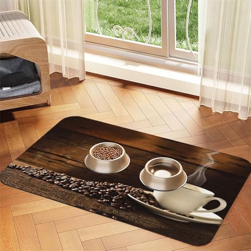 Kaffeetasse und Kaffeebohnen bedruckte Futternapf-Matten, rutschfeste und geschmacksneutrale Futtermatten für Hunde und Katzen Kaffeetasse und Kaffeebohnen bedruckte Futternapf-Matten, rutschfeste und geschmacksneutrale Futtermatten für Hunde und Katzen von YZHYWJFF