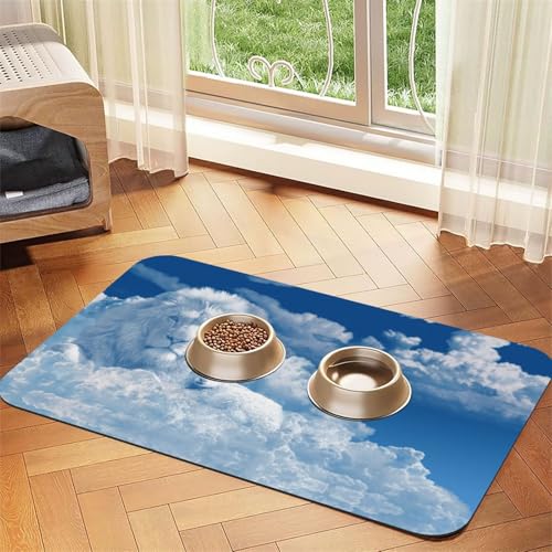 Lamm mit Löwe auf den Wolken bedruckte Futternapf-Matten, rutschfeste und geschmacksneutrale Futtermatten für Hunde und Katzen Lamm mit Löwe auf den Wolken bedruckte Futternapf-Matten, rutschfeste und geschmacksneutrale Futtermatten für Hunde und Katzen von YZHYWJFF