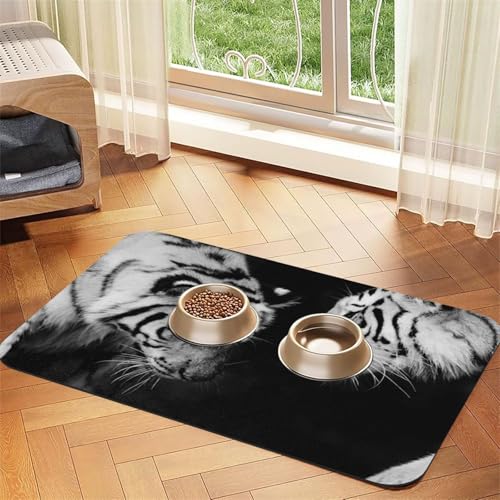 Love Theme Couple Tigers Colesed Printed Pet Bowl Mats, Non-Slip And Tasteless Dog And Cat Feeding Mats von YZHYWJFF