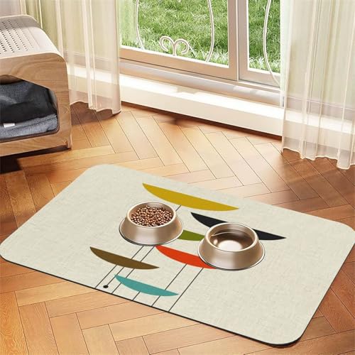 Mid Century Futternapf-Matten mit modernem Druck, rutschfeste und geschmacksneutrale Futtermatten für Hunde und Katzen Mid Century Futternapf-Matten mit modernem Druck, rutschfeste und geschmacksneutrale Futtermatten für Hunde und Katzen von YZHYWJFF