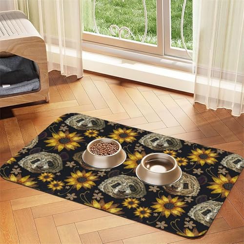 Niedliche Panda-Sonnenblumen-bedruckte Futternapf-Matten, rutschfeste und geschmacksneutrale Futtermatten für Hunde und Katzen Niedliche Panda-Sonnenblumen-bedruckte Futternapf-Matten, rutschfeste und geschmacksneutrale Futtermatten für Hunde und Katzen von YZHYWJFF