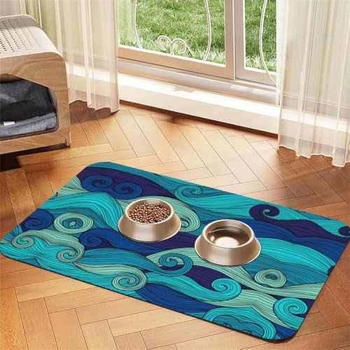 Ocean Wave bedruckte Futternapf-Matten, rutschfeste und geschmacksneutrale Futtermatten für Hunde und Katzen Ocean Wave bedruckte Futternapf-Matten, rutschfeste und geschmacksneutrale Futtermatten für Hunde und Katzen von YZHYWJFF