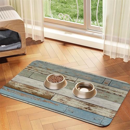 Old Wooden Board Printed Pet Bowl Mats, Non-Slip And Tasteless Dog And Cat Feeding Mats von YZHYWJFF