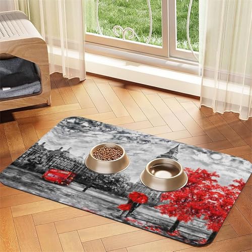 Red London Street bedruckte Futternapf-Matten, rutschfeste und geschmacksneutrale Futtermatten für Hunde und Katzen Red London Street bedruckte Futternapf-Matten, rutschfeste und geschmacksneutrale Futtermatten für Hunde und Katzen von YZHYWJFF