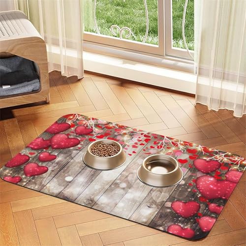 Red Love Heart bedruckte Futternapf-Matten, rutschfeste und geschmacksneutrale Futtermatten für Hunde und Katzen Red Love Heart bedruckte Futternapf-Matten, rutschfeste und geschmacksneutrale Futtermatten für Hunde und Katzen von YZHYWJFF