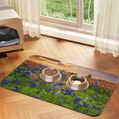 Texas Bluebonnets Scenery bedruckte Futternapf-Matten, rutschfeste und geschmacksneutrale Futtermatten für Hunde und Katzen Texas Bluebonnets Scenery bedruckte Futternapf-Matten, rutschfeste und geschmacksneutrale Futtermatten für Hunde und Katzen von YZHYWJFF