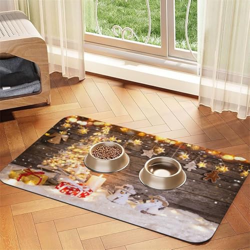 Weihnachten und Schneemann bedruckte Futternapf-Matten, rutschfeste und geschmacksneutrale Futtermatten für Hunde und Katzen Weihnachten und Schneemann bedruckte Futternapf-Matten, rutschfeste und geschmacksneutrale Futtermatten für Hunde und Katzen von YZHYWJFF
