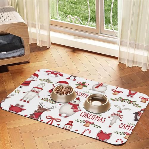 Weihnachtsmann-bedruckte Futternapf-Matten, rutschfeste und geschmacksneutrale Futtermatten für Hunde und Katzen Weihnachtsmann-bedruckte Futternapf-Matten, rutschfeste und geschmacksneutrale Futtermatten für Hunde und Katzen von YZHYWJFF