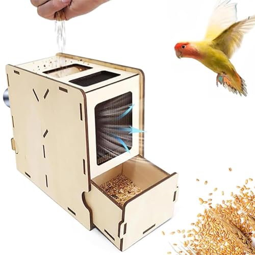 Getreidereinigungsmaschine, Vogelfutter-Schalenspalter, Holz-Vogelfutter-Schalenspalter mit Schublade und Gitter-Luftauslass, für Verschiedene Getreidesorten, Hirse, Getreide, Reis von YZHYYDS