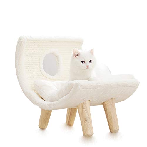 Cat Klettergerüst Cat House Hocker Form Cat Klettergerüst Durable Cat-Bett-Nest Hocker Aus Holz Beine Geeignet for Den Innenbereich Pet Bedding Möbel (Color : White) von YZJL