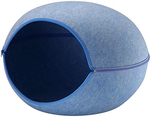 Hundehöhle Bett, Hundebett, Katzenbett, Haus Iglu, Haustierhöhle, waschbar mit Innenkissen, blau, 60 x 57 x 41 cm Hundehöhle Bett, Hundebett, Katzenbett, Haus Iglu, Haustierhöhle, waschbar mit Innenkissen, blau, 60 x 57 x 41 cm von YZJSSL